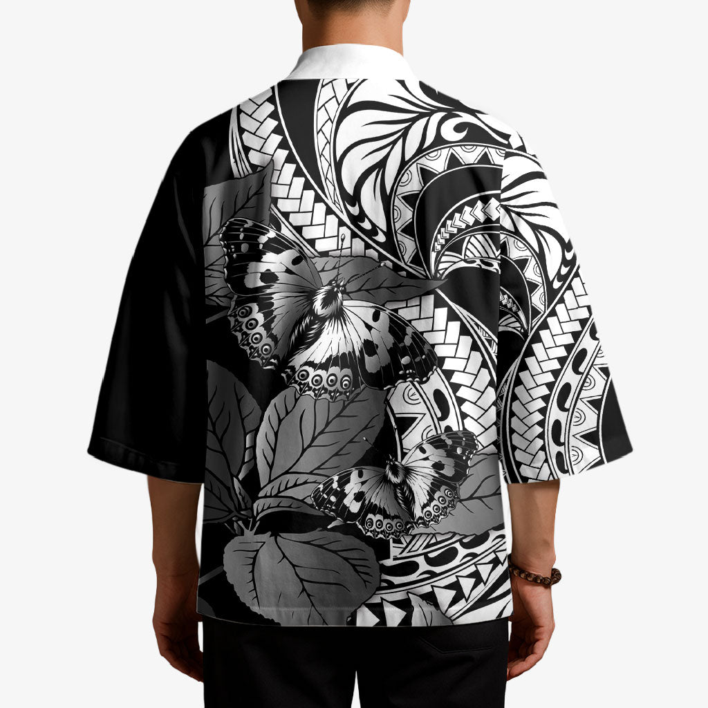 Kamehameha Butterfly Hawaii Kimono Hawaiian Pulelehua Mamaki Black Color LT14 - Polynesian Pride