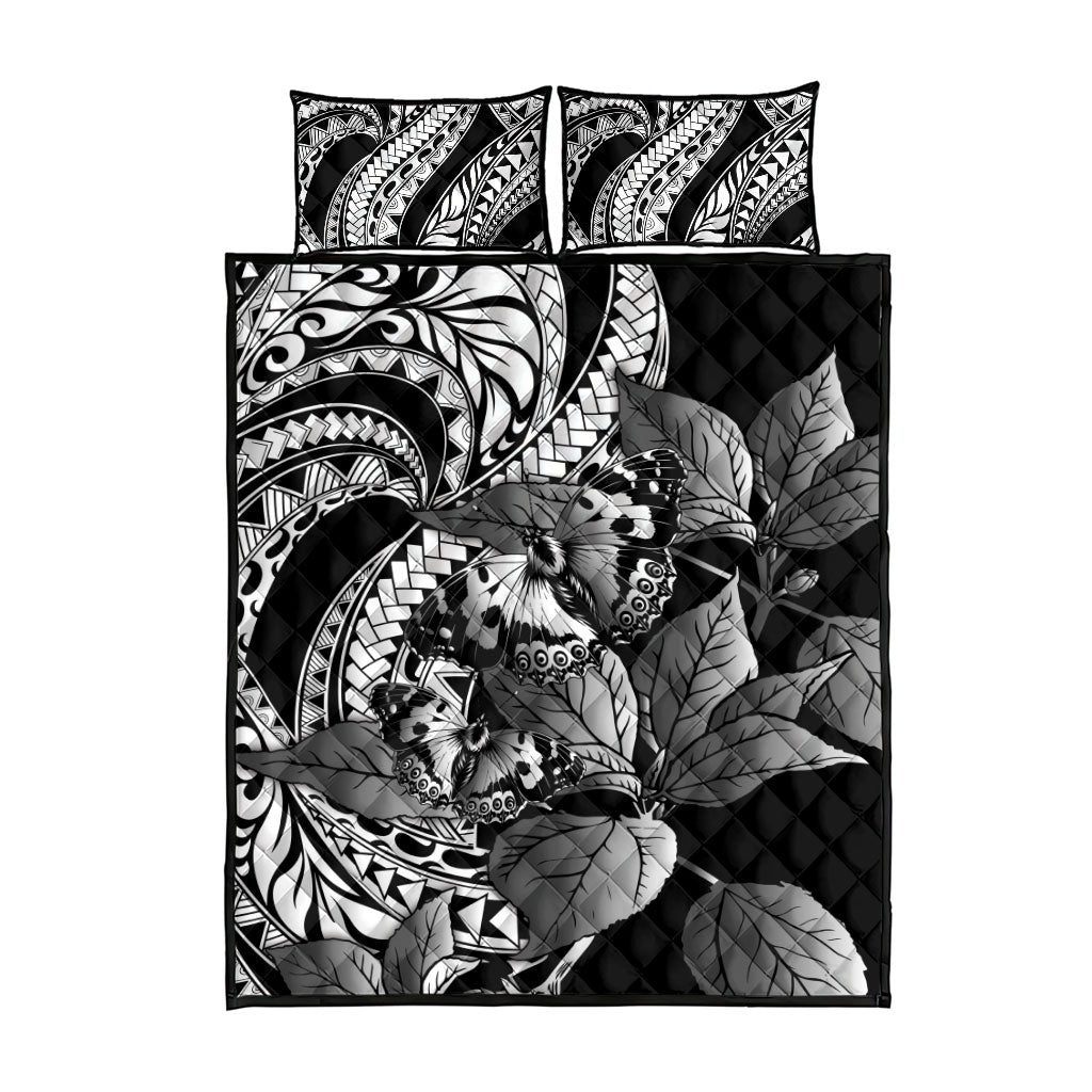 Kamehameha Butterfly Hawaii Quilt Bed Set Hawaiian Pulelehua Mamaki Black Color LT14 - Polynesian Pride
