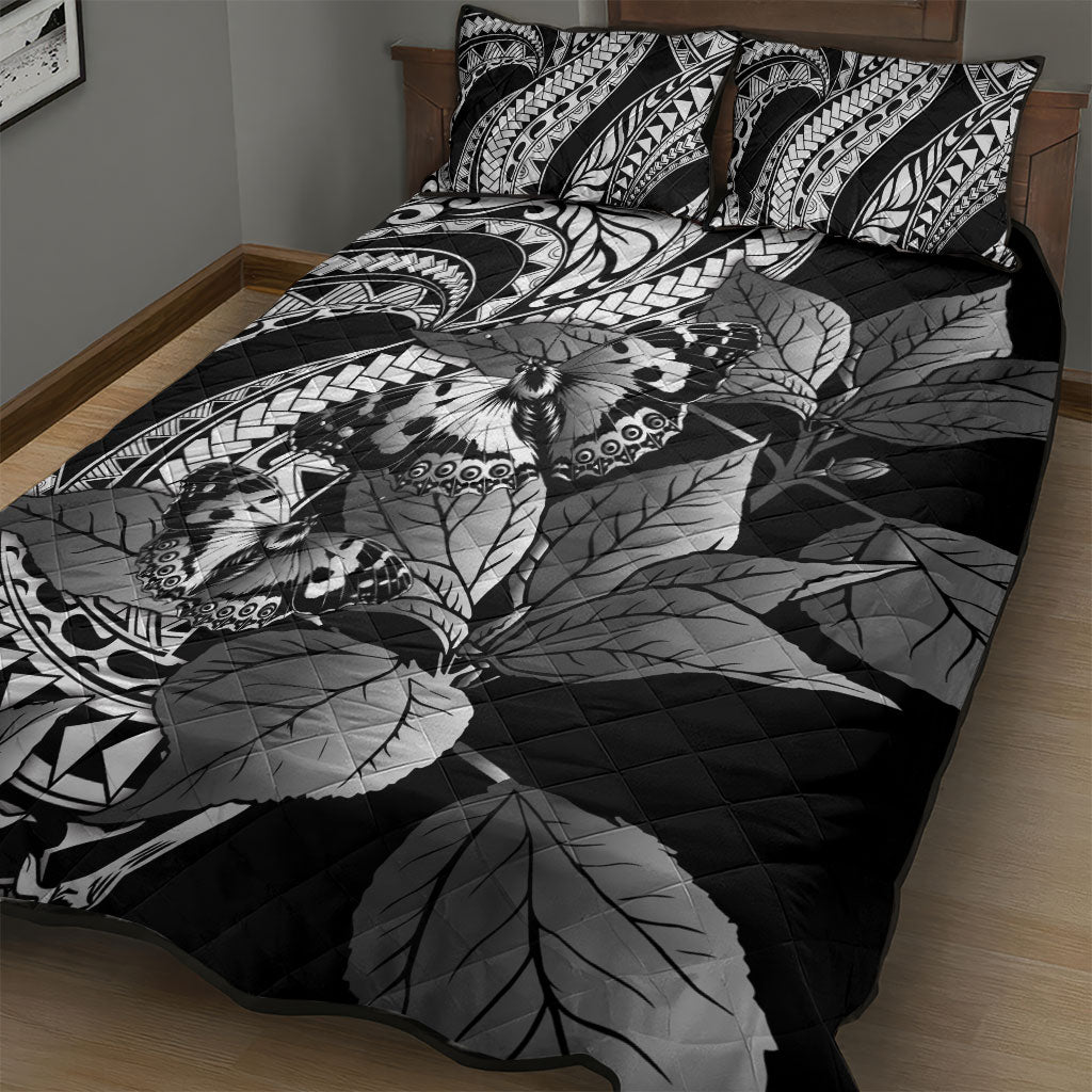 Kamehameha Butterfly Hawaii Quilt Bed Set Hawaiian Pulelehua Mamaki Black Color LT14 - Polynesian Pride