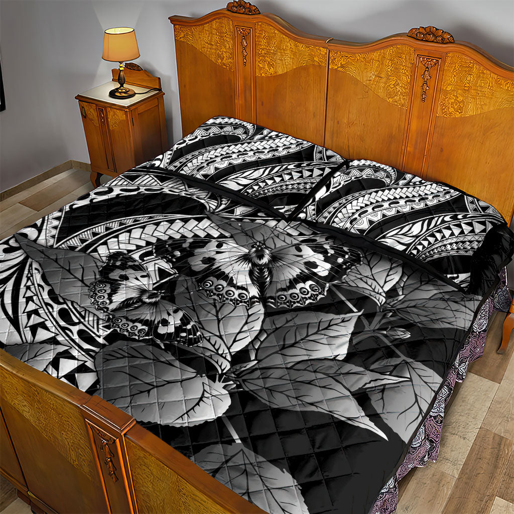 Kamehameha Butterfly Hawaii Quilt Bed Set Hawaiian Pulelehua Mamaki Black Color LT14 - Polynesian Pride