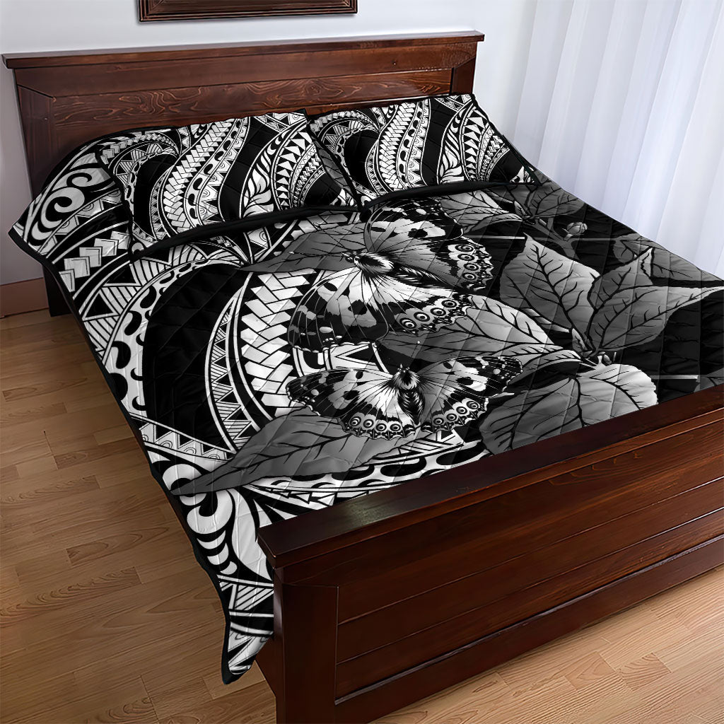 Kamehameha Butterfly Hawaii Quilt Bed Set Hawaiian Pulelehua Mamaki Black Color LT14 - Polynesian Pride