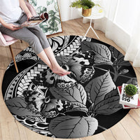 Kamehameha Butterfly Hawaii Round Carpet Hawaiian Pulelehua Mamaki Black Color LT14 - Polynesian Pride
