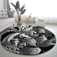 Kamehameha Butterfly Hawaii Round Carpet Hawaiian Pulelehua Mamaki Black Color LT14 - Polynesian Pride