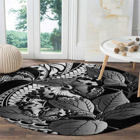 Kamehameha Butterfly Hawaii Round Carpet Hawaiian Pulelehua Mamaki Black Color LT14 - Polynesian Pride