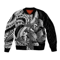 Kamehameha Butterfly Hawaii Sleeve Zip Bomber Jacket Hawaiian Pulelehua Mamaki Black Color LT14 Unisex Black - Polynesian Pride