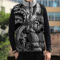 Kamehameha Butterfly Hawaii Sleeveless Puffer Jacket Hawaiian Pulelehua Mamaki Black Color LT14 - Polynesian Pride