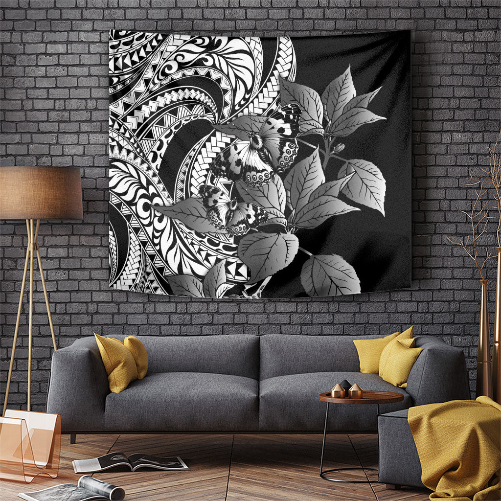 Kamehameha Butterfly Hawaii Tapestry Hawaiian Pulelehua Mamaki Black Color
