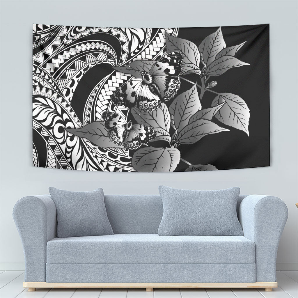 Kamehameha Butterfly Hawaii Tapestry Hawaiian Pulelehua Mamaki Black Color