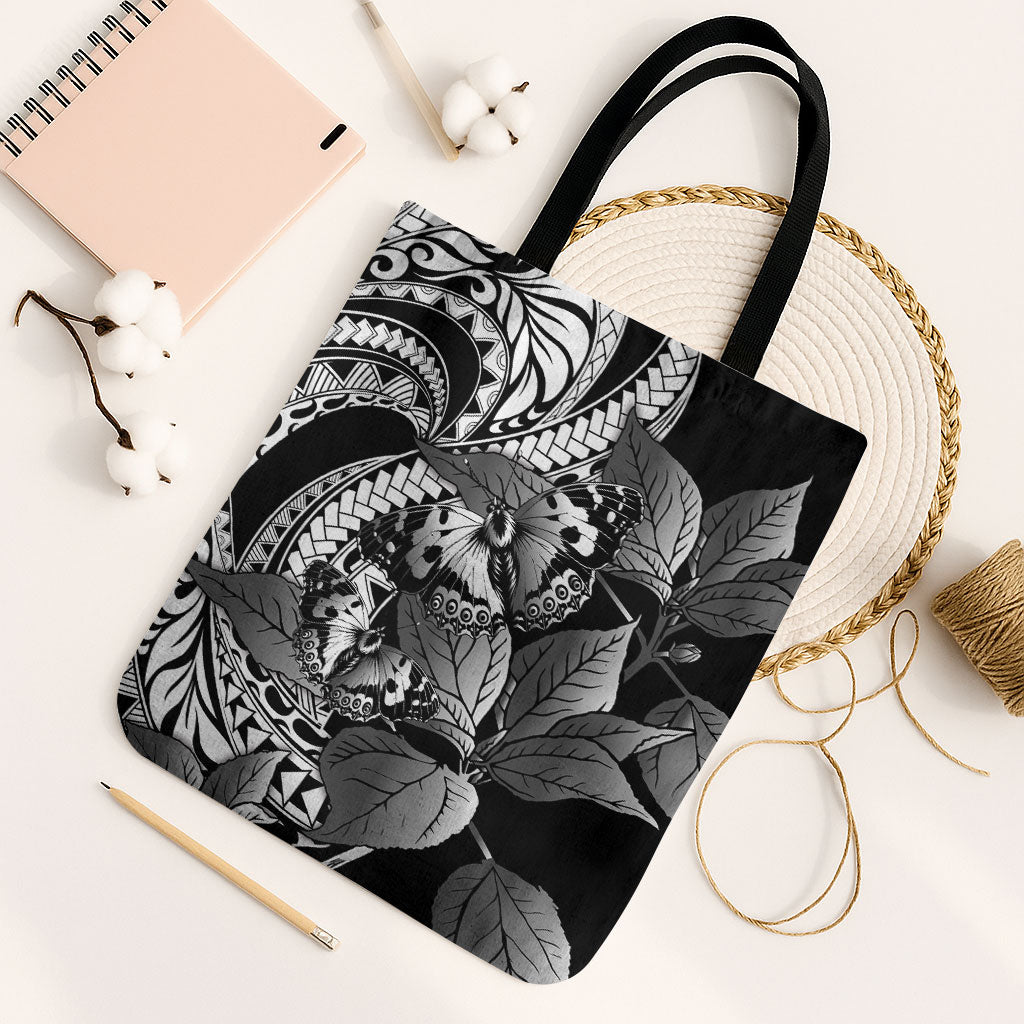 Kamehameha Butterfly Hawaii Tote Bag Hawaiian Pulelehua Mamaki Black Color