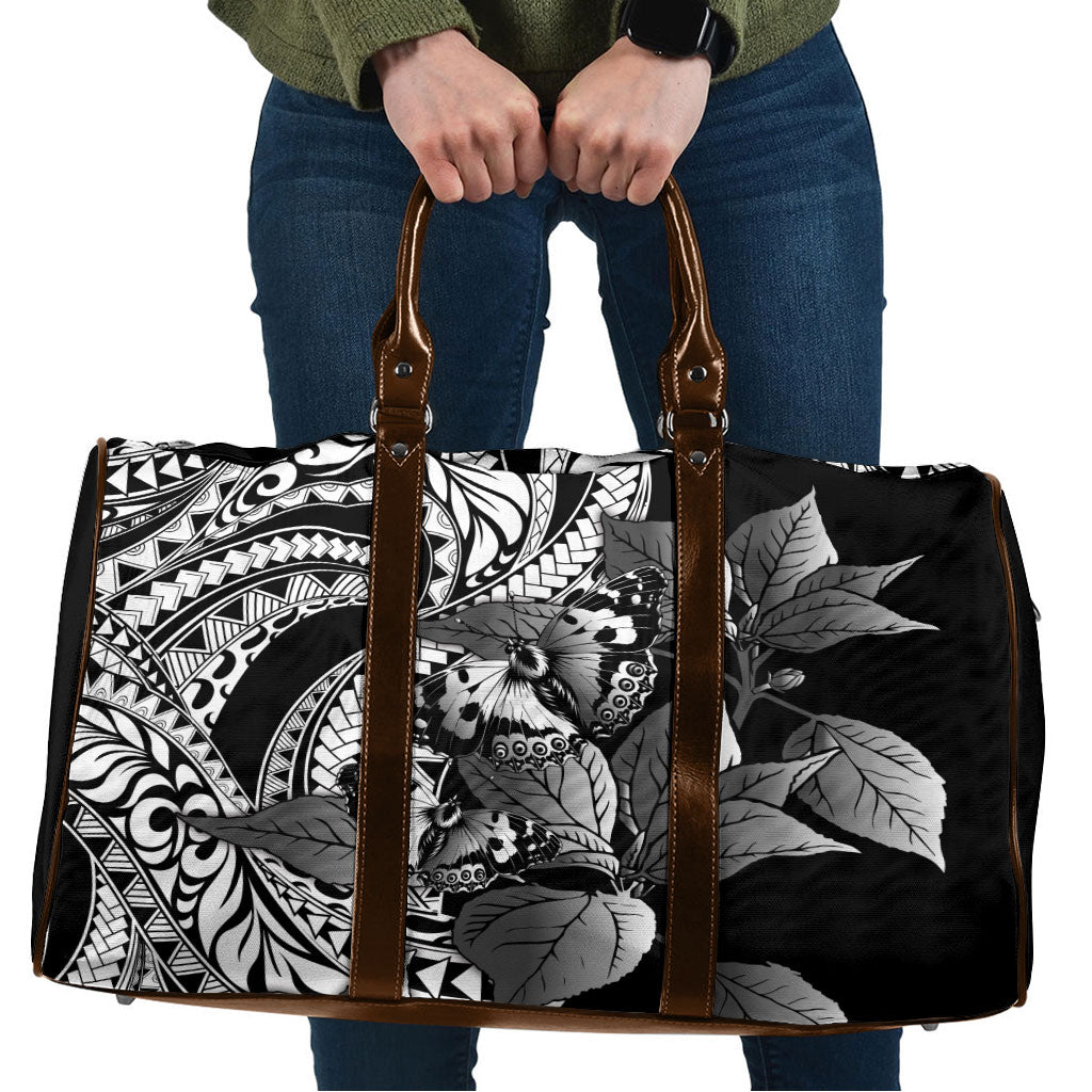 Kamehameha Butterfly Hawaii Travel Bag Hawaiian Pulelehua Mamaki Black Color