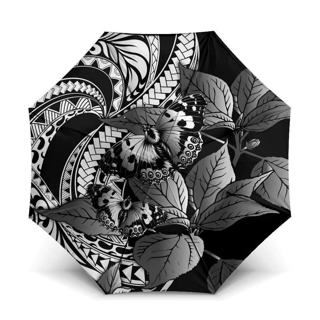 Kamehameha Butterfly Hawaii Umbrella Hawaiian Pulelehua Mamaki Black Color LT14 One Size Folded 11.42 inch Opened Diameter 37.4 inch Black - Polynesian Pride