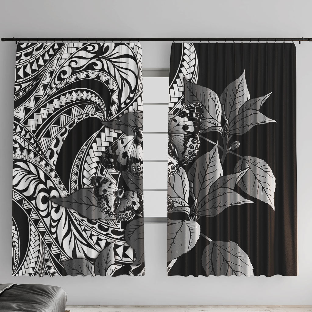 Kamehameha Butterfly Hawaii Window Curtain Hawaiian Pulelehua Mamaki Black Color