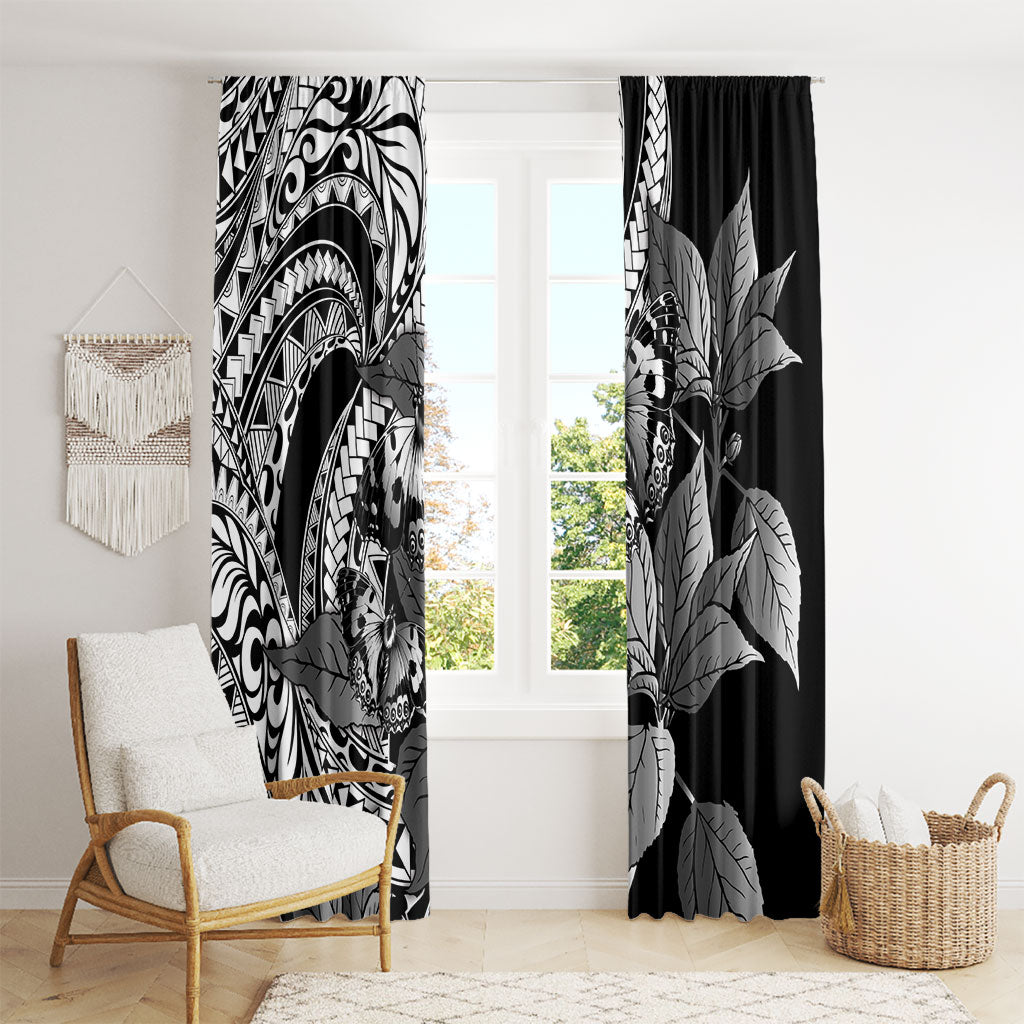 Kamehameha Butterfly Hawaii Window Curtain Hawaiian Pulelehua Mamaki Black Color LT14 - Polynesian Pride