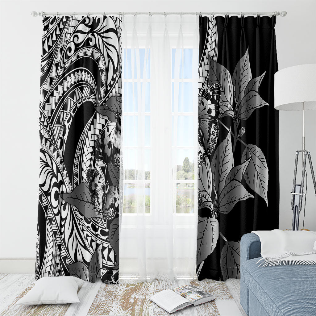 Kamehameha Butterfly Hawaii Window Curtain Hawaiian Pulelehua Mamaki Black Color LT14 - Polynesian Pride