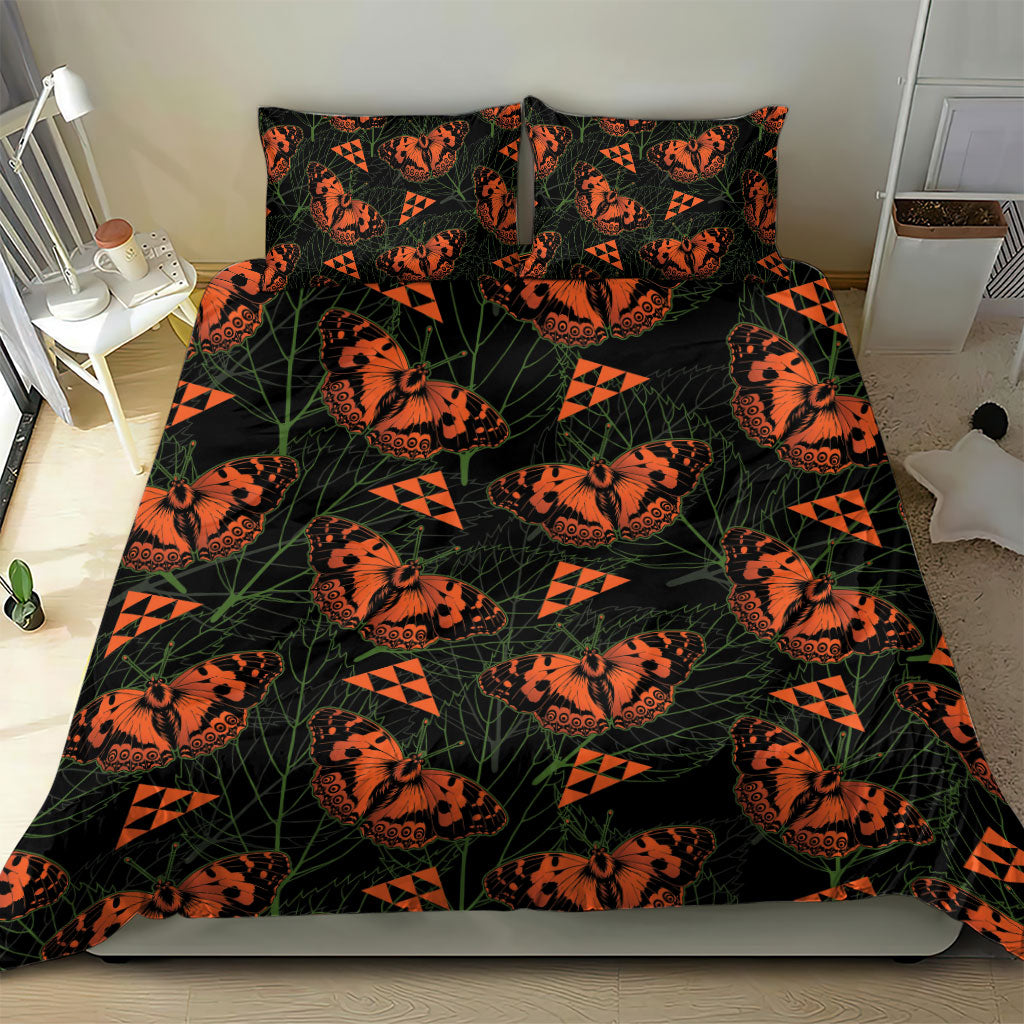 Kamehameha Butterfly Mamaki Hawaii Bedding Set Pulelehua Hawaiian Kakau Seamless Style