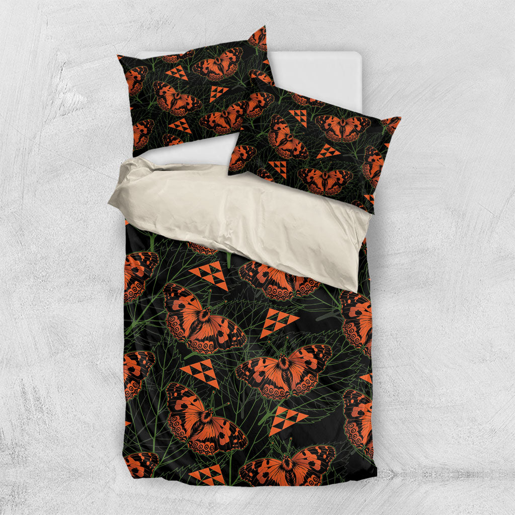 Kamehameha Butterfly Mamaki Hawaii Bedding Set Pulelehua Hawaiian Kakau Seamless Style
