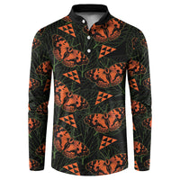 Kamehameha Butterfly Mamaki Hawaii Button Sweatshirt Pulelehua Hawaiian Kakau Seamless Style LT14 Black - Polynesian Pride
