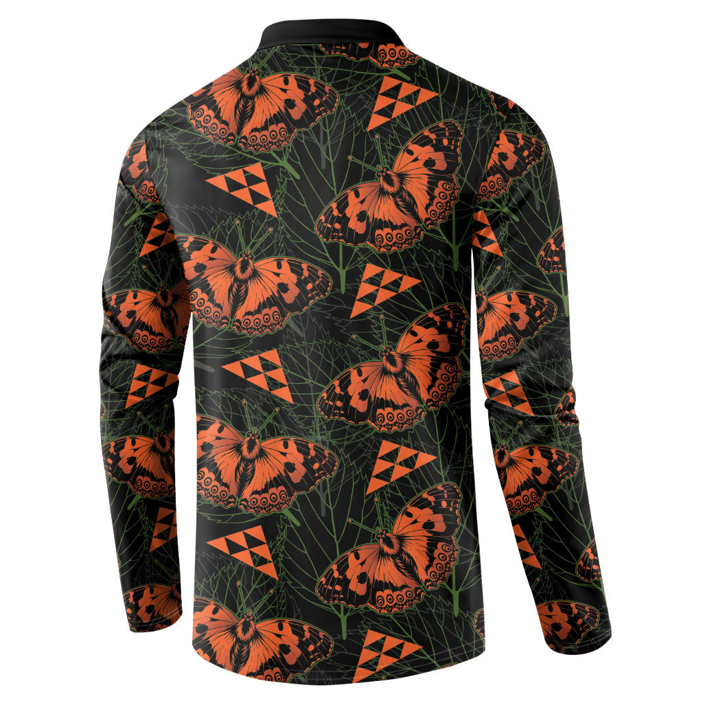Kamehameha Butterfly Mamaki Hawaii Button Sweatshirt Pulelehua Hawaiian Kakau Seamless Style LT14 - Polynesian Pride