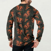 Kamehameha Butterfly Mamaki Hawaii Button Sweatshirt Pulelehua Hawaiian Kakau Seamless Style LT14 - Polynesian Pride