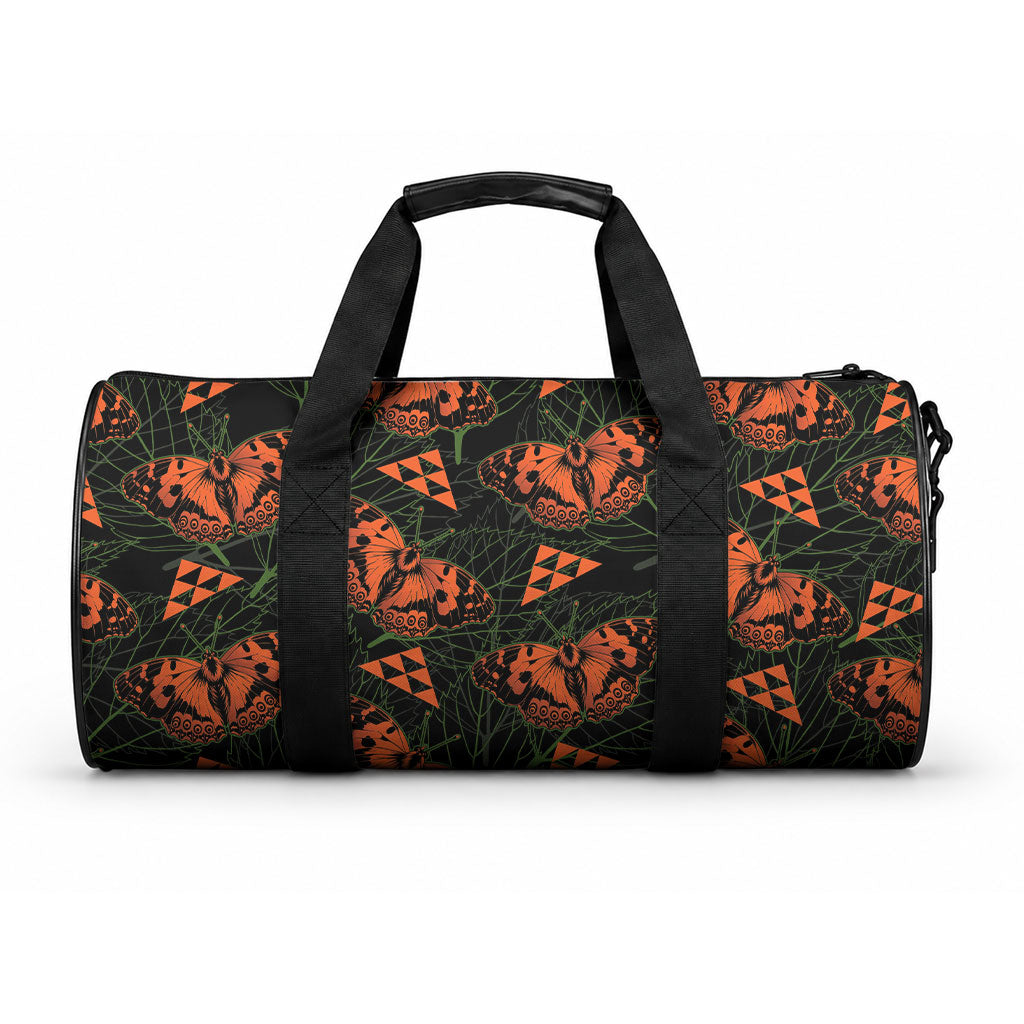 Kamehameha Butterfly Mamaki Hawaii Duffle Bag Pulelehua Hawaiian Kakau Seamless Style LT14 One size Black - Polynesian Pride