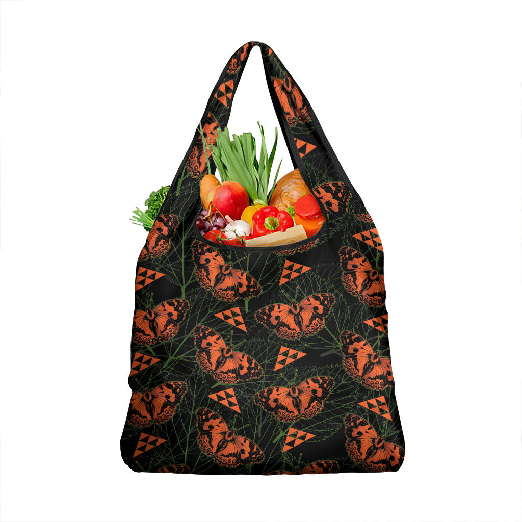 Kamehameha Butterfly Mamaki Hawaii Grocery Bag Pulelehua Hawaiian Kakau Seamless Style