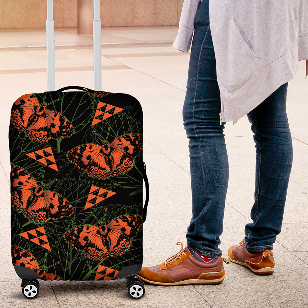 Kamehameha Butterfly Mamaki Hawaii Luggage Cover Pulelehua Hawaiian Kakau Seamless Style