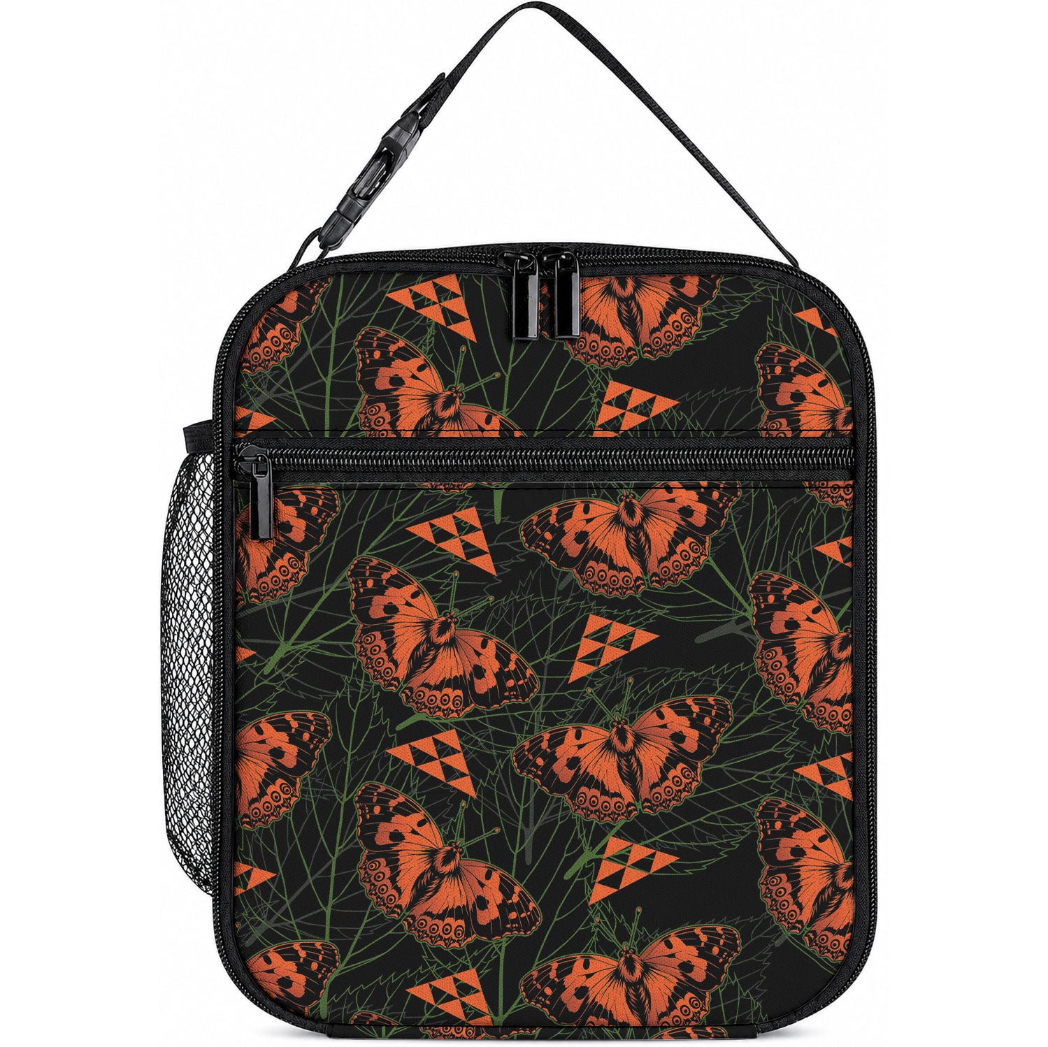 Kamehameha Butterfly Mamaki Hawaii Lunch Bag Pulelehua Hawaiian Kakau Seamless Style LT14 10.2 × 8.3 × 4.3 inch Black - Polynesian Pride