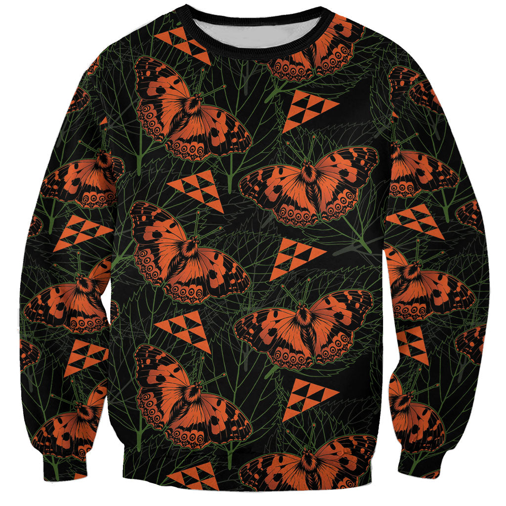 Kamehameha Butterfly Mamaki Hawaii Sweatshirt Pulelehua Hawaiian Kakau Seamless Style