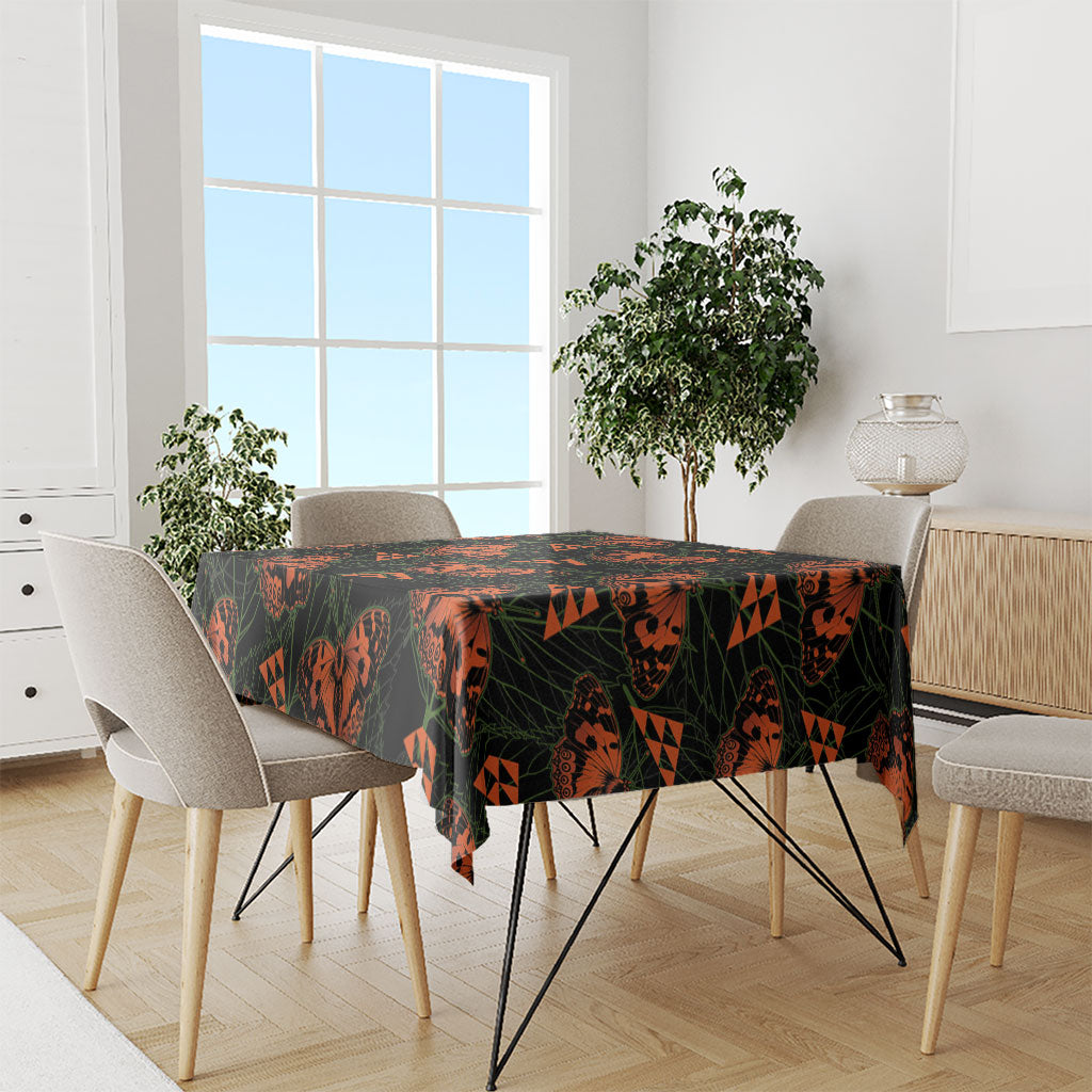 Kamehameha Butterfly Mamaki Hawaii Tablecloth Pulelehua Hawaiian Kakau Seamless Style LT14 - Polynesian Pride