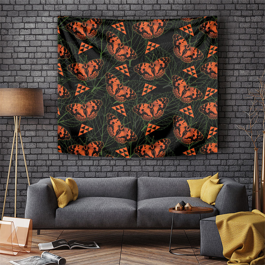 Kamehameha Butterfly Mamaki Hawaii Tapestry Pulelehua Hawaiian Kakau Seamless Style