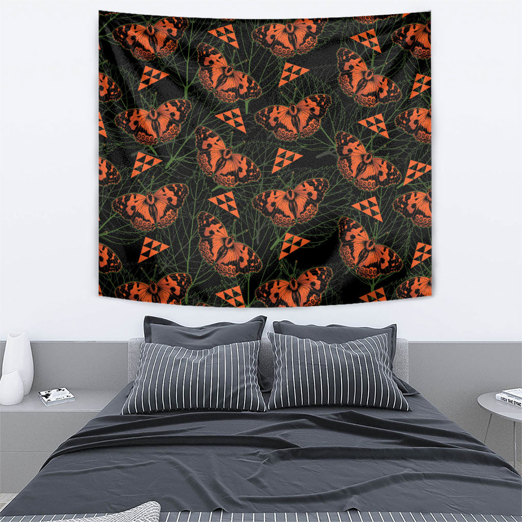 Kamehameha Butterfly Mamaki Hawaii Tapestry Pulelehua Hawaiian Kakau Seamless Style