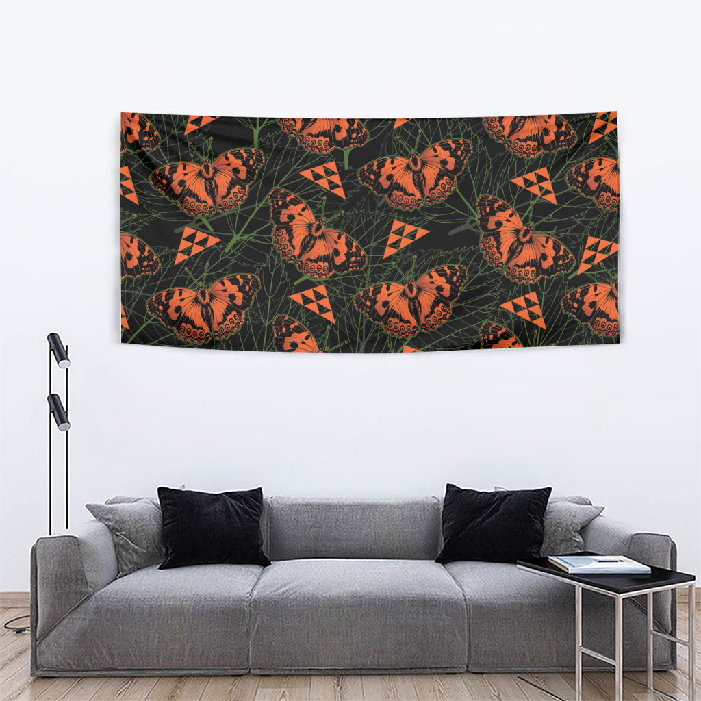 Kamehameha Butterfly Mamaki Hawaii Tapestry Pulelehua Hawaiian Kakau Seamless Style