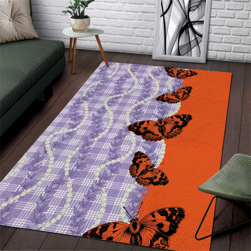 Kamehameha Butterfly Palaka Hawaii Area Rug Pulelehua Honohono Pikake Lei LT14 Purple - Polynesian Pride