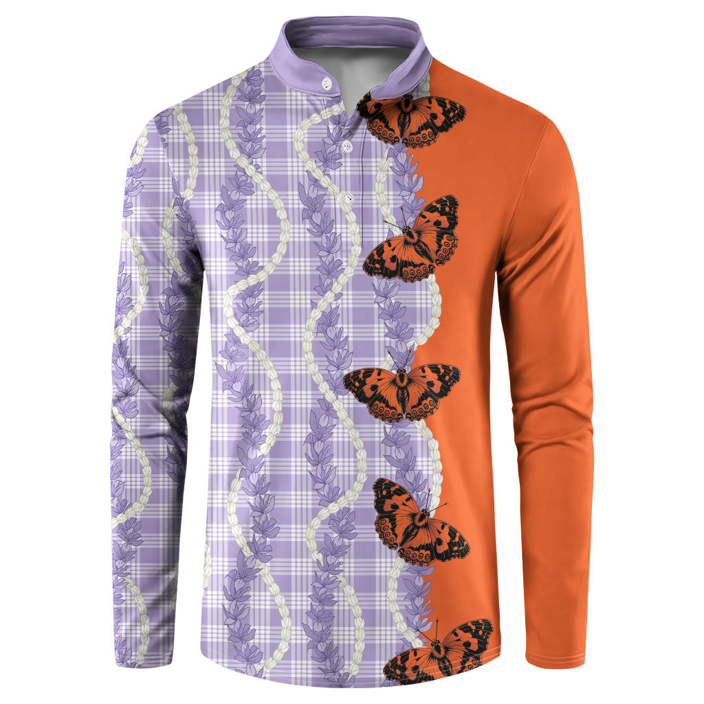 Kamehameha Butterfly Palaka Hawaii Button Sweatshirt Pulelehua Honohono Pikake Lei LT14 Purple - Polynesian Pride