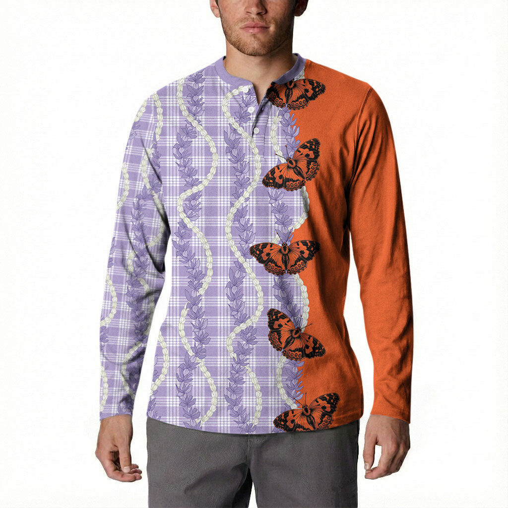 Kamehameha Butterfly Palaka Hawaii Button Sweatshirt Pulelehua Honohono Pikake Lei LT14 - Polynesian Pride
