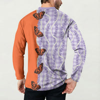Kamehameha Butterfly Palaka Hawaii Button Sweatshirt Pulelehua Honohono Pikake Lei LT14 - Polynesian Pride