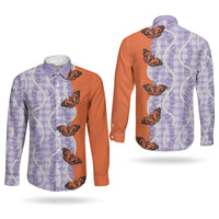 Kamehameha Butterfly Palaka Hawaii Couples Matching Summer Maxi Dress and Long Sleeve Button Shirt Pulelehua Honohono Pikake Lei LT14 - Polynesian Pride