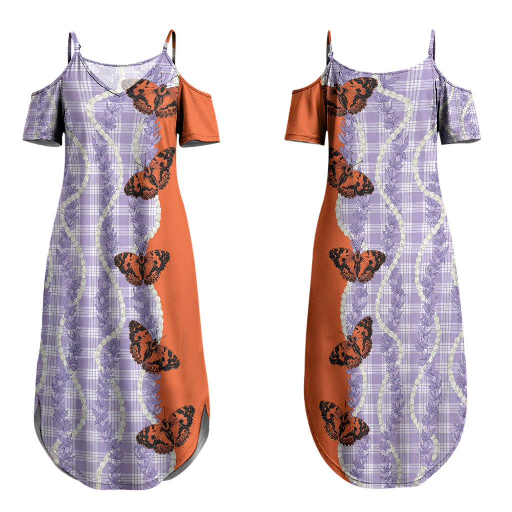 Kamehameha Butterfly Palaka Hawaii Couples Matching Summer Maxi Dress and Long Sleeve Button Shirt Pulelehua Honohono Pikake Lei LT14 - Polynesian Pride