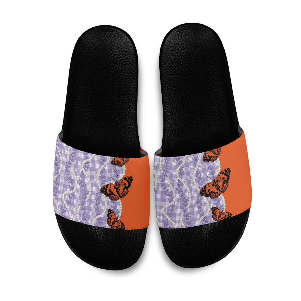 Kamehameha Butterfly Palaka Hawaii Slide Sandals Pulelehua Honohono Pikake Lei
