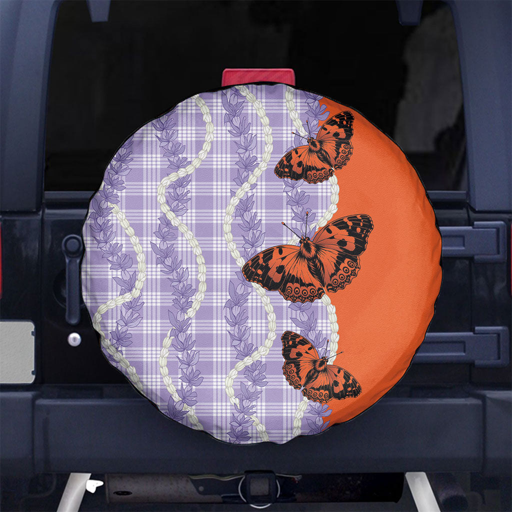 Kamehameha Butterfly Palaka Hawaii Spare Tire Cover Pulelehua Honohono Pikake Lei LT14 No hole Purple - Polynesian Pride