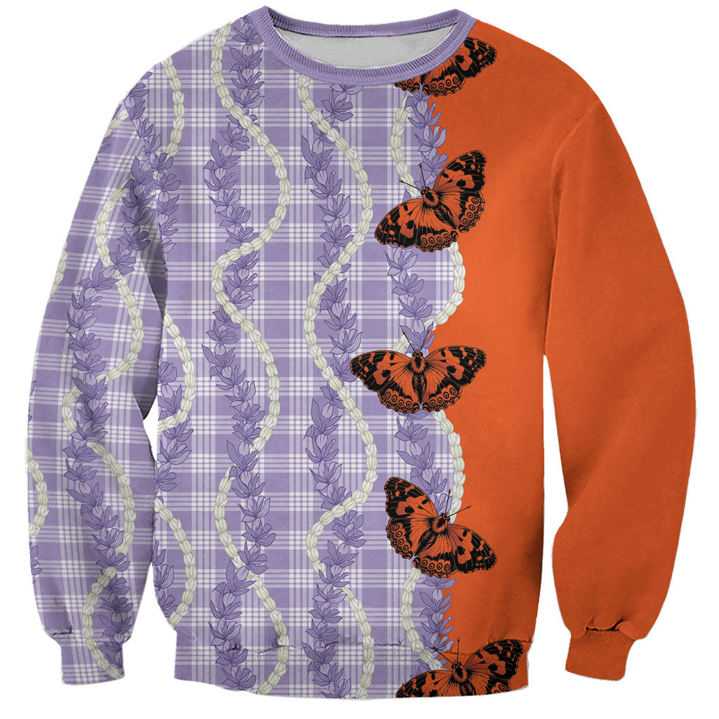 Kamehameha Butterfly Palaka Hawaii Sweatshirt Pulelehua Honohono Pikake Lei LT14 Unisex Purple - Polynesian Pride