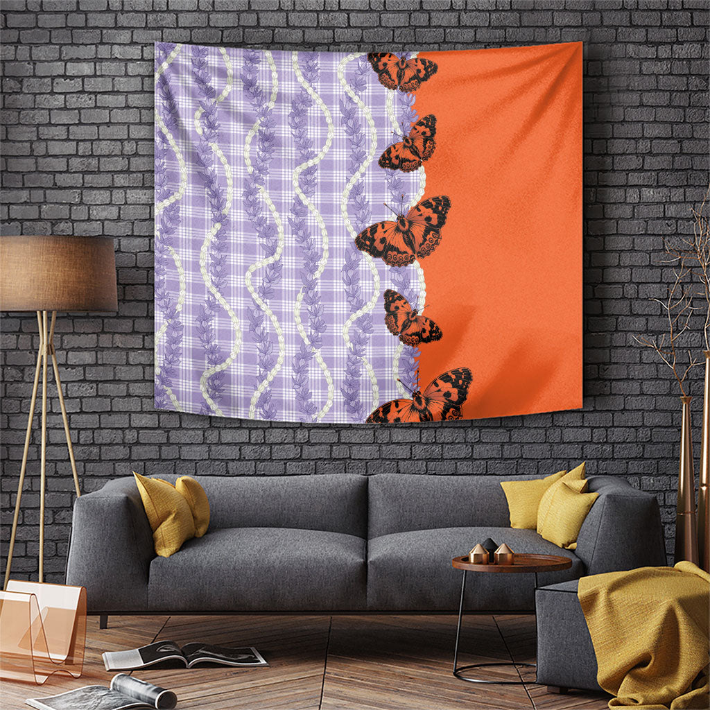 Kamehameha Butterfly Palaka Hawaii Tapestry Pulelehua Honohono Pikake Lei LT14 Purple - Polynesian Pride