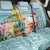 Aloha Hawaii Mele Kalikimaka Back Car Seat Cover Chilling Santa With Pineapple - Polynesian Pattern