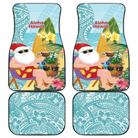 Aloha Hawaii Mele Kalikimaka Car Mats Chilling Santa With Pineapple - Polynesian Pattern