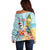 Aloha Hawaii Mele Kalikimaka Off Shoulder Sweater Chilling Santa With Pineapple - Polynesian Pattern