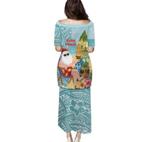 Aloha Hawaii Mele Kalikimaka Puletasi Chilling Santa With Pineapple - Polynesian Pattern