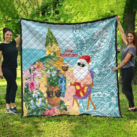 Aloha Hawaii Mele Kalikimaka Quilt Chilling Santa With Pineapple - Polynesian Pattern