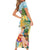 Aloha Hawaii Mele Kalikimaka Short Sleeve Bodycon Dress Chilling Santa With Pineapple - Polynesian Pattern