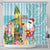 Aloha Hawaii Mele Kalikimaka Shower Curtain Chilling Santa With Pineapple - Polynesian Pattern