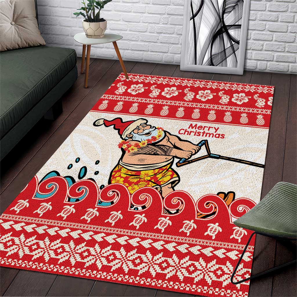 Mele Kalikimaka Hawaii Area Rug Water-skiing Santa Tropical Vibes